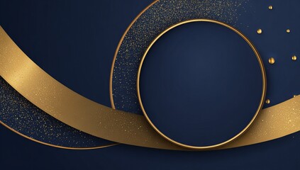 Dark blue background with gold ribbon and circle abstract
