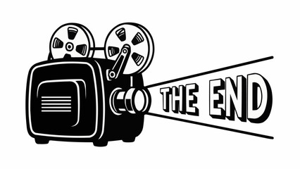 Vintage Film Projector Displaying The End Title Card.