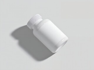 White blank plastic vitamin supplement bottle mockup for health, wellness, and pharmaceutical products with copy space.