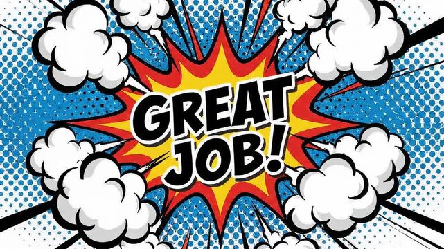 Great Job Compliment Explosion Comic Pop Art Style