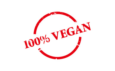 100% VEGAN - Red Rubber Stamp with text 100% VEGAN
