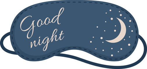 Sleep mask with good night text and stars