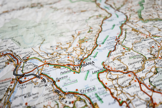 Road map over Verbania in Italy