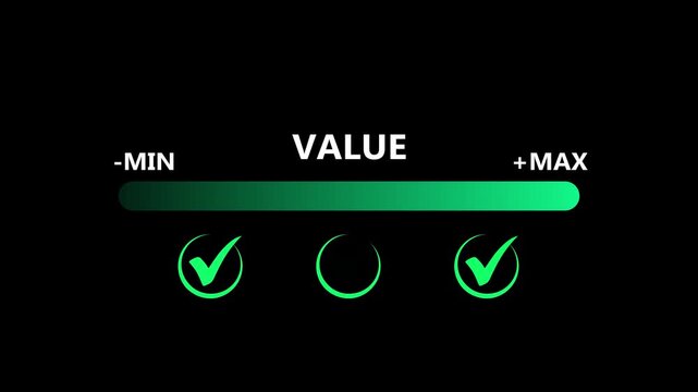 Progress bar with the word VALUE for growth value, increase value, value added and business growth concept. Motion graphics of value added idea. 4k video animation.

