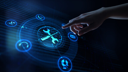 Global Technical Support and Digital Assistance Concept.