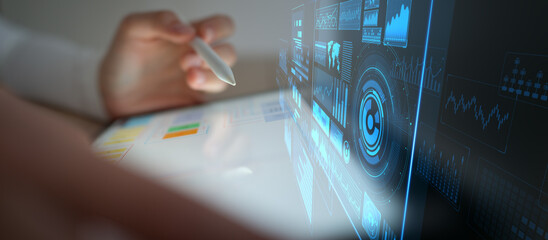 Big Data Analytics and Dashboard Interface on Virtual Screen.