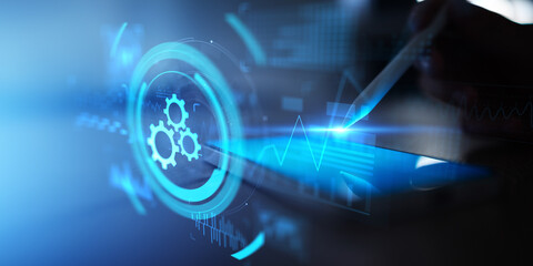 Mobile Process Automation and RPA System Optimization Tools Projected on Virtual Screen.