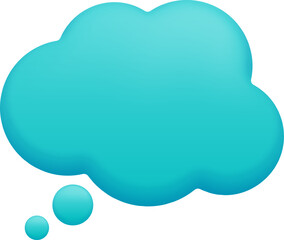 Teal thought bubble icon representing ideas and communication
