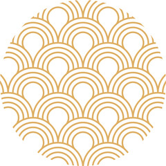 Golden art deco scallop fish scale pattern background