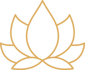 Golden lotus flower minimal linear line art drawing