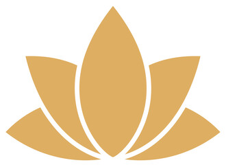 Stylized golden lotus flower icon on white background