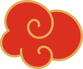 Traditional red Chinese cloud pattern with golden outline