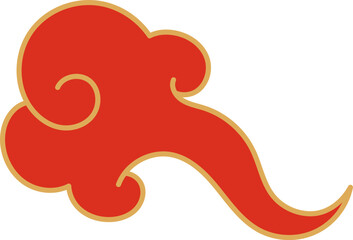 Stylized red auspicious cloud vector representing prosperity