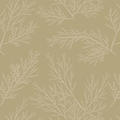 Floral Minimalistic Background with Leaves Japanese Style. Leaf Seamless Pattern. Botanical Pattern Background for Fabric, Textile, Surface Design. 