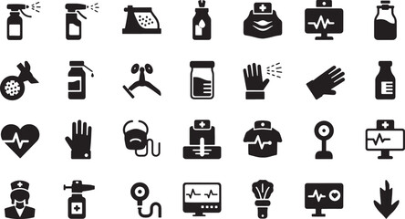 Comprehensive nurse icon bundle featuring medical and healthcare symbols