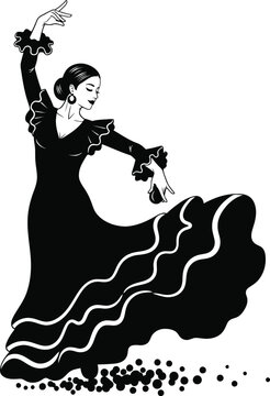 Flamenco dancer silhouette traditional Spanish dance illustration