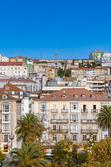 Fototapeta premium Sunny cityscape of Santander in Northern Spain with autumn park