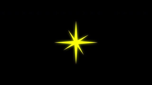 animated glow shining yellow star effect on transparent background