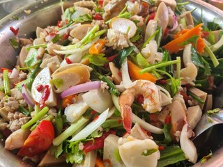 Exotic Salad Feast: A vibrant, colorful culinary delight, bursting with fresh ingredients....