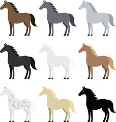 色々な毛色の馬のアイコン