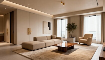 Fototapeta premium Luxury Minimal Cozy Interior with Premium Wool Textures