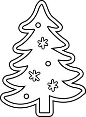 Christmas tree gingerbread cookie outline template.
Children's Christmas activity coloring pages  isolated.
Transparent background. SVG.