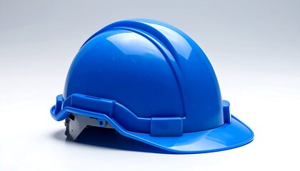 blue safety helmet on white background