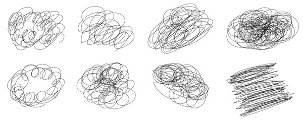 もやもや・ぐるぐる・悩み・考えるアイコン　黒線