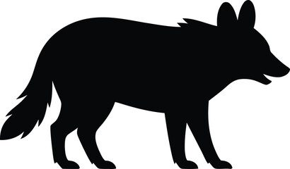 Coyote silhouette standing side profile isolated on white background