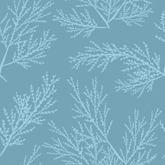 Floral Minimalistic Background with Leaves Japanese Style. Leaf Seamless Pattern. Botanical Pattern Background for Fabric, Textile, Surface Design. 