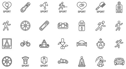 Fototapeta premium Active Lifestyle Sports Icons – Minimalist Vector Line Collection
