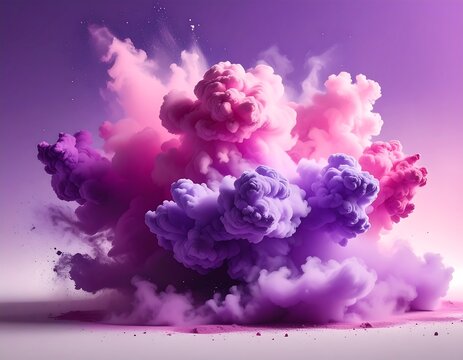 Colorful, abstract billowing cloud of purplish and pink smoke - Powered by Adobe