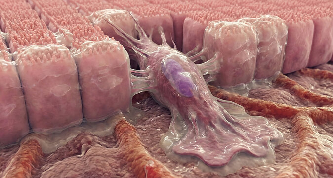 Epithelial-Mesenchymal Transition (EMT) Mechanism: Gastric Cell Developing Lamellipodia and Detaching for Metastasis