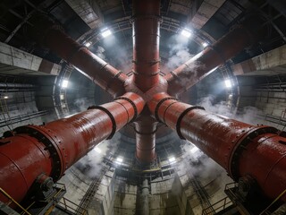 Industrial pipeline interior structure, symbolizing energy transmission goals & industrial tech for industrial designs, energy content