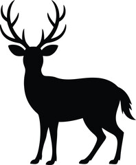 Majestic deer silhouette standing tall against a white background