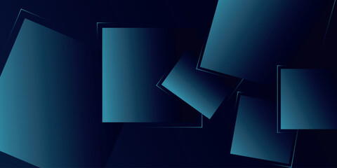 Dark abstract background with glowing blue overlapping square shape design. Modern and futuristic background concept for cover, brochure, presentation, certificate and website. EPS. 5