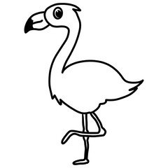 Playful Cartoon Flamingo Standing on One Leg