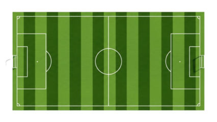 Isolated aerial soccer field illustration for sports, recreation, competition, and recreation