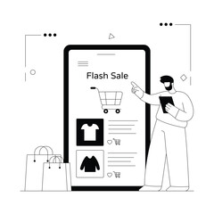 Flash Sale Vector Outline Illustration EPS 10 File