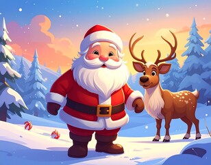 santa and reindeer