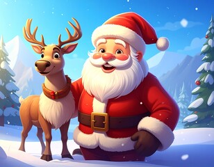 santa and reindeer