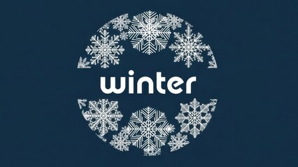 Elegant Winter Typography with Circular Snowflake Border
