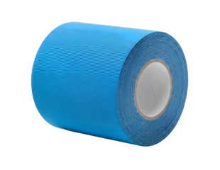 Blue adhesive tape roll isolated on transparent background