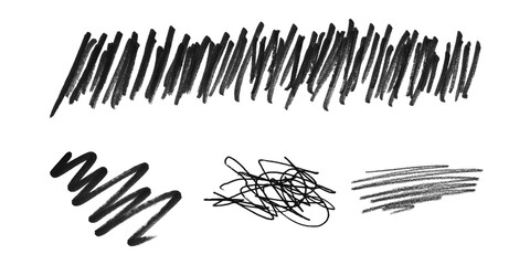 set of black and white paint strokes