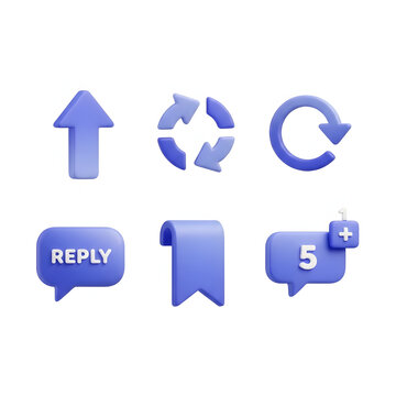 Set of web icons biru 3 dimensi simbol anak panah arah siklus Internet vektor ilustrasi