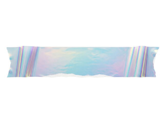Isolated iridescent adhesive tape strip; cellophane texture for banner, package, decoration