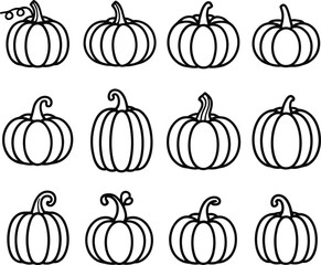 Hand drawn pumpkin patch collection for autumn holiday designs