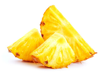 Pineapple slices on white background
