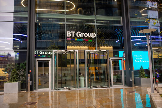 LONDON - One Braham E1 &ndash; BT Group global headquarters entrance on Braham Street in Aldgate