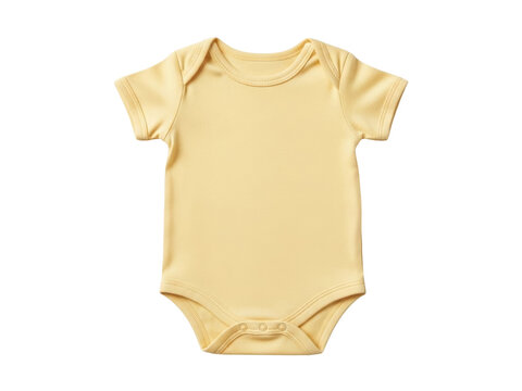 Isolated yellow baby bodysuit clothes, onesie for newborn kid or toddler, baby fashion garment